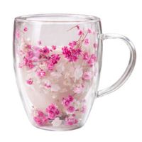 SZKLANKA TERMICZNA DO KAWY HERBATY Z KWIATAMI KUBEK PODWÓJNE DNO 300ML