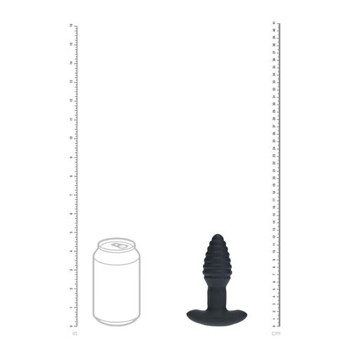 Vibrating And Rotating Ribbed Silicone Anal Plug - Black na Arena.pl
