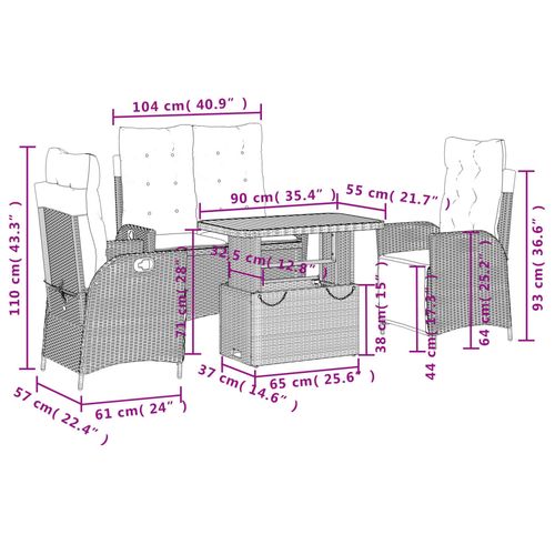 4-cz. zestaw mebli do ogrodu, poduszki, szary rattan PE na Arena.pl