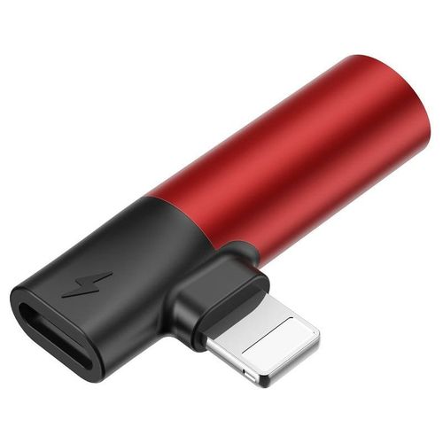 Adapter Audio Baseus L43 Lightning do Mini Jack 3.5mm + Lightning (czerwony) na Arena.pl