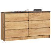 Komoda K 140 cm 6 szuflad - dąb craft