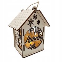 Adwentowy drewniany Lampion na roraty personalizowany IMIĘ świeczka LED