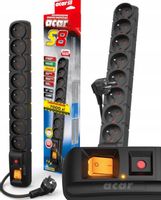 ACAR S8 PRZEDŁUŻACZ LISTWA ZASILAJĄCA 8 GNIAZD 3m