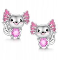 Kolczyki srebrne aksolotl dla dziewczynki dzieci wkrętki sztyfty wodny smok