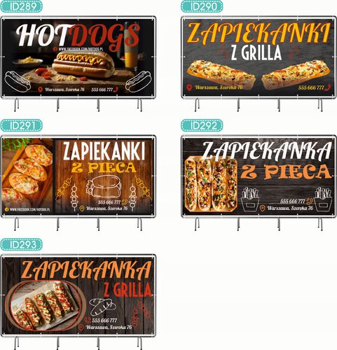 BANER REKLAMOWY oczkowany 100x50cm projekt w cenie HOT DOG FAST FOOD na Arena.pl