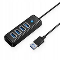 Hub rozdzielacz PW4U-U3 USB-A - 4x USB-A - czarny