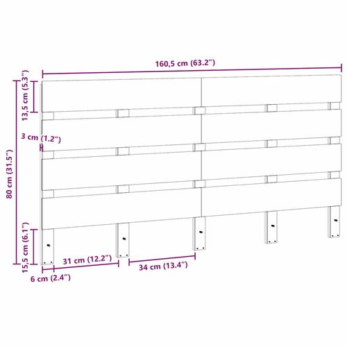 Drewniane wezgłowie Z zagłówkiem Woskowy brąz 160.5 x 3 x 80 cm na Arena.pl