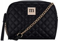 TOREBKA DAMSKA LISTONOSZKA MONNARI CZARNA PIKOWANA ZŁOTE LOGO