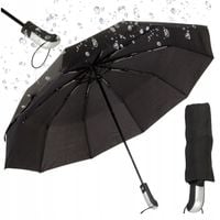 2X SOLIDNY PARASOL PARASOLKA SKŁADANA AUTOMAT UNISEX CZARNY MOCNY POKROWIEC