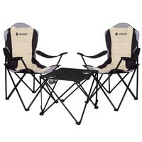 Zestaw kempingowy stolik i 2 krzesła, składane meble turystyczne czarno-beżowy