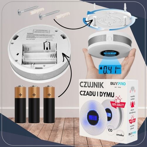 Czujnik Czadu i dymu Tlenku Węgla Detektor Alarm Wykrywacz Czadu na Arena.pl