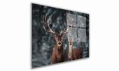 OBRAZ NA SZKLE PROSTOKĄTNY - Jelenie zimą