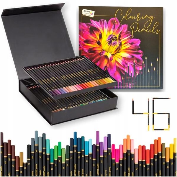 KREDKI OŁÓWKOWE PROFESJONALNE MIĘKKIE DO RYSOWANIA ZESTAW KREDEK 46 W ETUI zdjęcie 1
