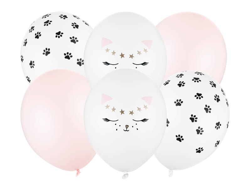 Balony 30cm, Kotek, mix 6szt zdjęcie 1