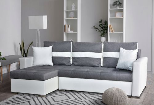 Narożnik Figo rozkładany z funkcją spania rogówka Family Meble szaro szary na Arena.pl