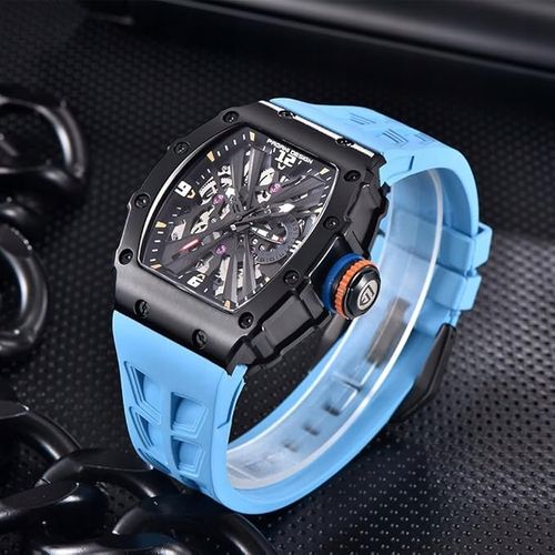 ZEGAREK MĘSKI PAGANI NIEBIESKI KWARCOWY SZKŁO SZAFIROWE ANALOGOWY PD-1738 na Arena.pl