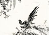 Plakat 18x13cm Magpie, Kashu Japoński Vintage do Salonu