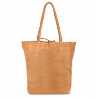 VERA PELLE torebka damska zamszowa shopper z rzemykami na ramię V462 camel