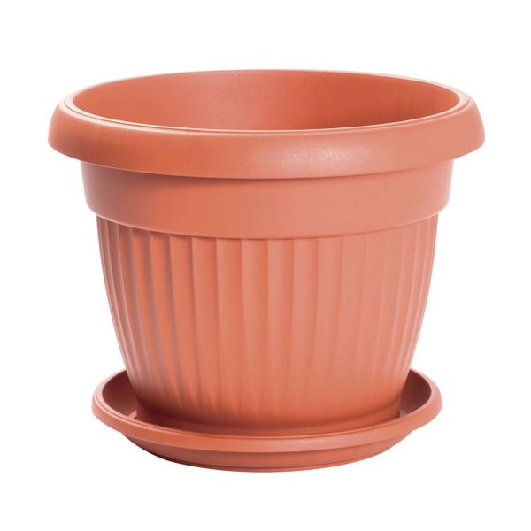 Doniczka klasyczna Terra DCE25 z podstawką | Terakota, Wymiary 25x19.5 cm, Prosperplast zdjęcie 1
