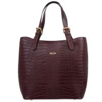 VEZZE torebka skórzana shopper kroko z długimi rączkami V704 c.bordowa