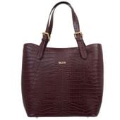 VEZZE torebka skórzana shopper kroko z długimi rączkami V704 c.bordowa