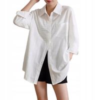 ELEGANCKA STYLOWA MODNA KOSZULA DAMSKA GUZIKI LUŹNA BIAŁA WHITE L