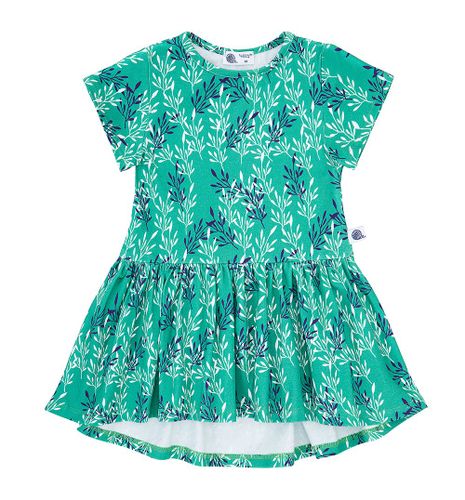 Sukienka z falbanką krótki rękaw, zielona w gałązki dla mamy L/XL na Arena.pl