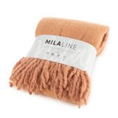 Koc na fotel moherowy z frędzlami 130X170 ceglasty