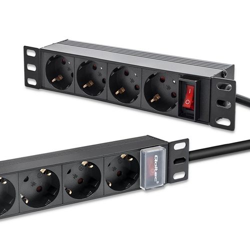 Qoltec Aluminiowa Listwa zasilająca  PDU do  RACK 10'' 1U 16A 4xSCHUKO na Arena.pl