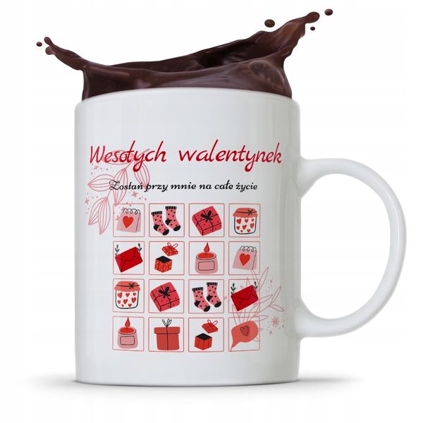 Kubek Prezent Na Walentynki Wesołych Walentynek Z Nadrukiem Ze Zdjęciem zdjęcie 1