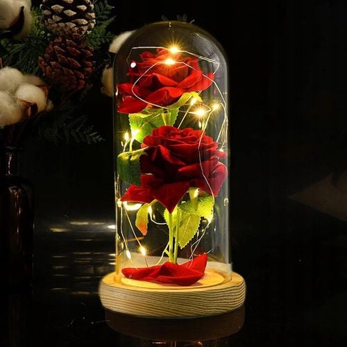 WIECZNA RÓŻA W SZKLE ŚWIECĄCA LED NA PREZENT DZIEŃ BABCI KOBIET na Arena.pl