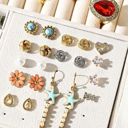 SZKATUŁKA NA BIŻUTERIE Z SZUFLADKAMI CZARNA ORGANIZER TRZY POZIOMY na Arena.pl