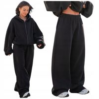 Spodnie dresowe bawełniane damskie z szerokimi nogawkami oversize