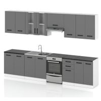 Meble Kuchenne Szare Mat Nowoczesne Kuchnia Jowita 3.2m Pojemna Modułowa