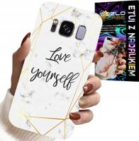 ETUI DO SAMSUNG GALAXY S8 - BIAŁY MARMUREK W ZŁOTE RAMKI LOVE YOU