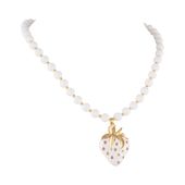 naszyjnik z agatów z truskawką zdobioną kryształkami (c24/kor/304au)