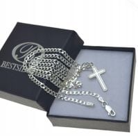 Łańcuszek srebrny 55cm Pancerka + Krzyżyk + GRATIS