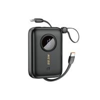 powerbank 10000mah z kablami usb-c / lightning czarny