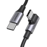 kabel przewód kątowy usb-c w oplocie 480mb/s 2m czarno szary