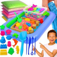 PIASEK KINETYCZNY 3kg +PIASKOWNICA BASEN FOREMKI PATYCZKI ŁOPATKA ZESTAW XL