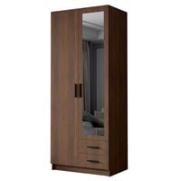 Szafa ADA II 80 cm - pojemna garderoba z lustrem - ORZECH WARMIA+CZARNY