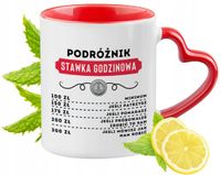Kubek Czerwony Z Uszkiem W Kształcie Serca Dla Podróżnika Na Prezent