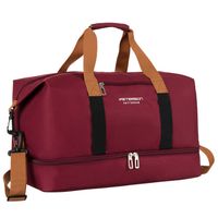 pojemna torba weekendowa wykonana z poliestru w burgundowym kolorze