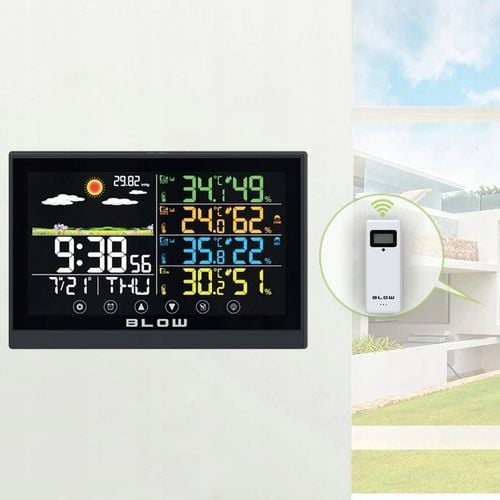 STACJA POGODY BEZPRZEWODOWA POGODOWA METEO TERMOMETR ZEGAR BUDZIK na Arena.pl