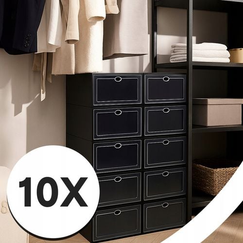 ZESTAW 10X ORGANIZER PUDEŁKA NA BUTY Z KLAPĄ SZAFKA REGAŁ DO SZAFY na Arena.pl