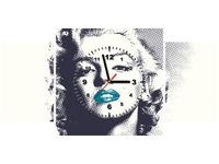 80X40CM ZEGAR MARILYN MONROE TURKUSOWYMI USTAMI OBRAZ