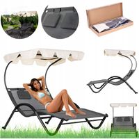 LEŻAK OGRODOWY DUŻY FOTEL LEŻANKA Z DASZKIEM DWUOSOBOWY PODUSZKI