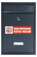 Skrzynka na listy ZAKAZ WRZUCANIA ULOTEK nadruk