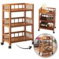 bambusowy regał, mobilna szafka na kółkach 30 x 50 x 82cm sz48