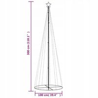 Choinka stożkowa, 310 zimnych białych LED, 100x300 cm